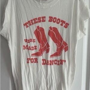 Junk Food Clothing White Tee with Red Boots Design